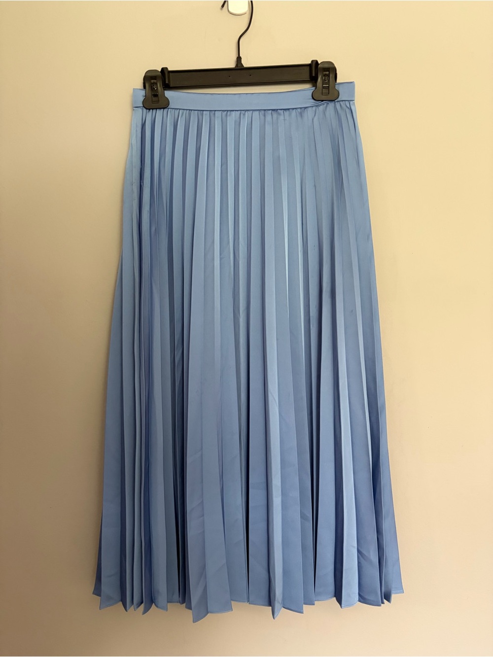J Crew Pleated Midi Skirt Size 00 Blue Satin Gwyneth Champagne Preppy Refined XS